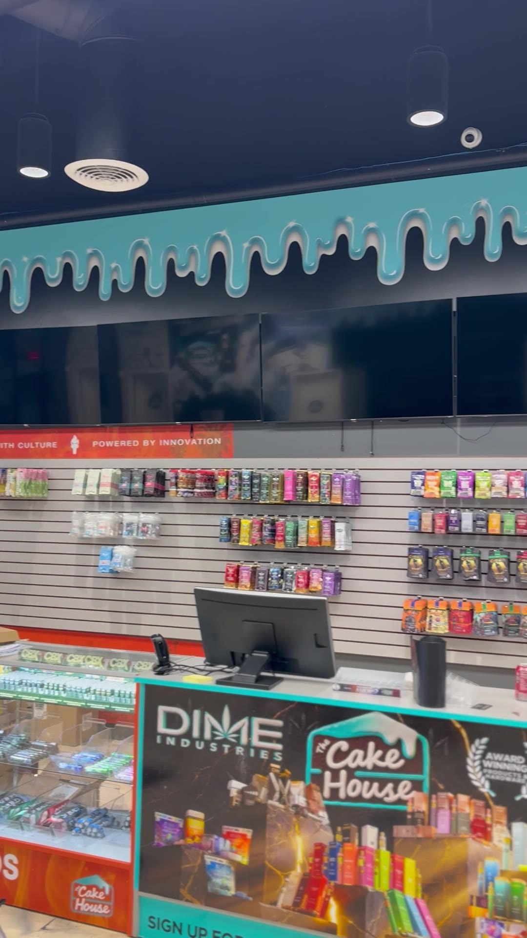 POS counter branding with the drip overhead