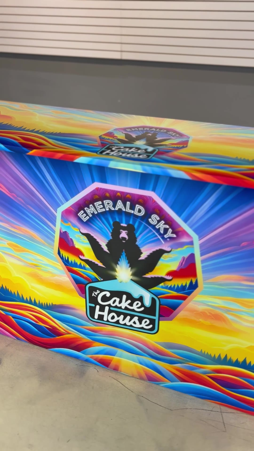 Full-bleed counter wrap — color that carries across panels